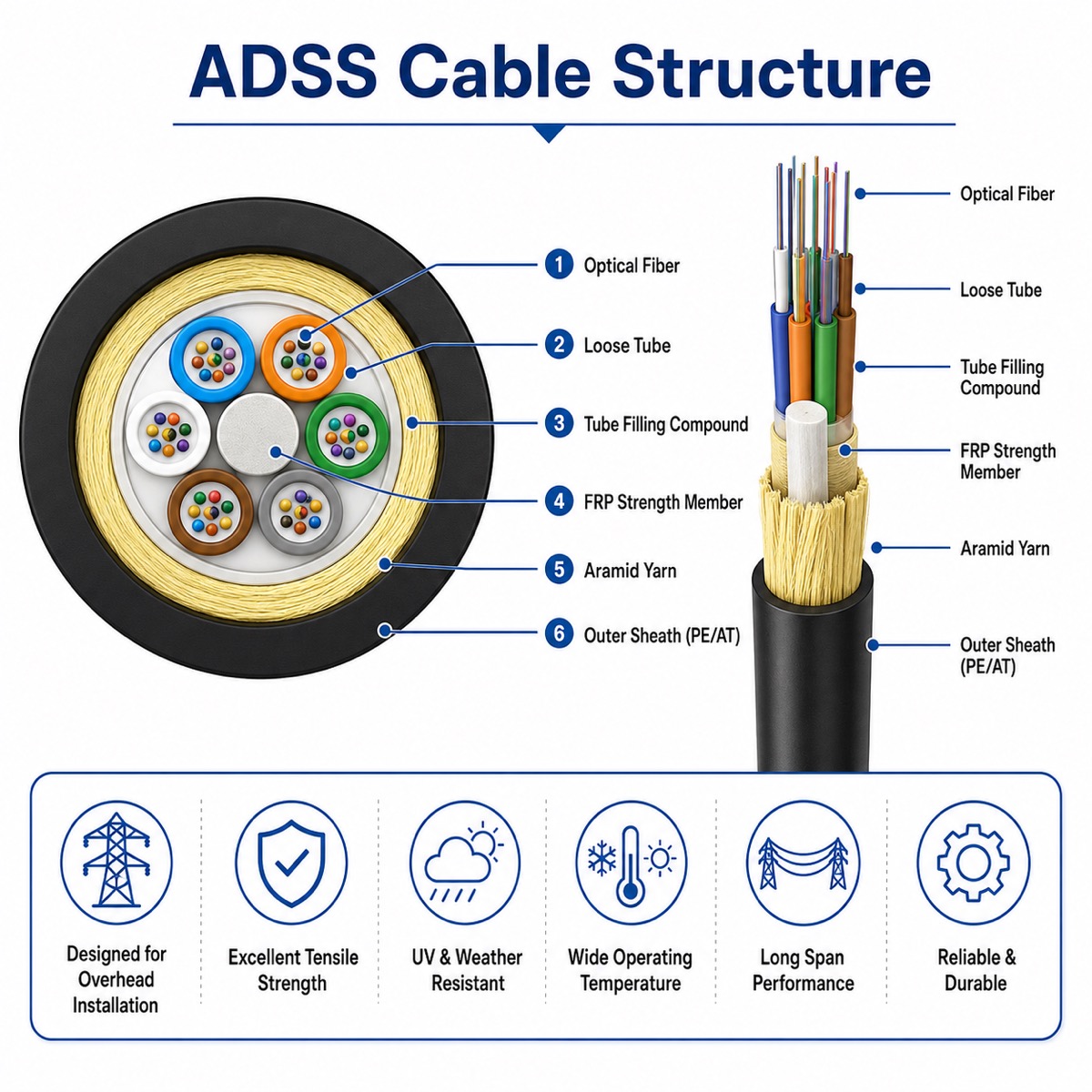 ADSS cable cross section